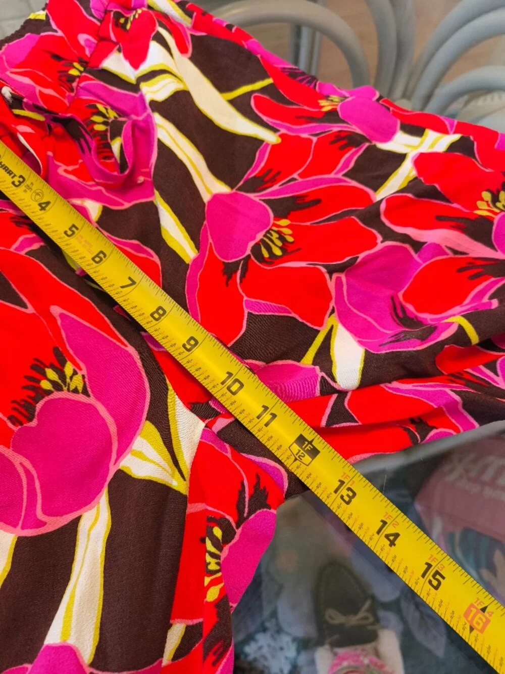 Kate Spade Hutton Tropical Floral Pull On Pants sz 2 Pink Red Resort Chic Artsy